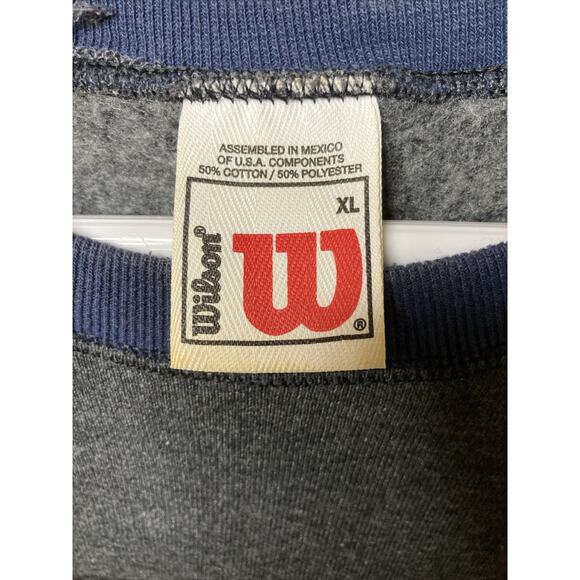 VTG Wilson Sweatshirt Size XL Logo Grey Blue Crew Neck Baggy Chunky Athletic - Picture 4 of 8